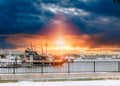 Pirate Ship Sunset Canvas Print